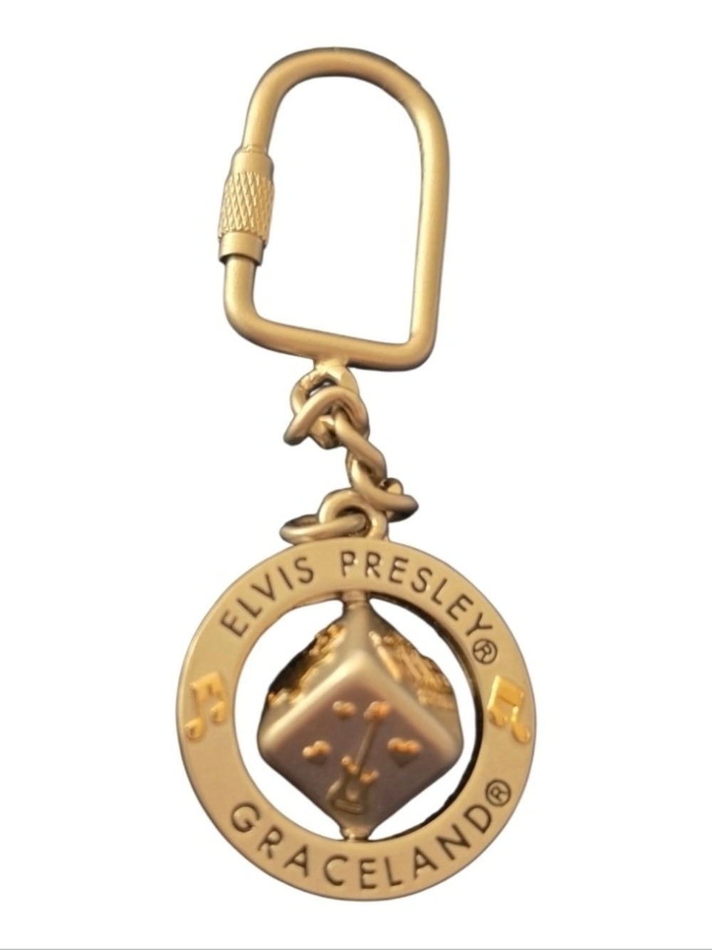 Elvis Presley Graceland Spinning Keychain Metal Sculpted Center Spin KeyTag Fob